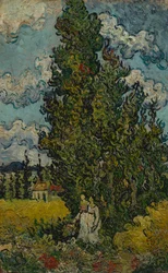 Cyprès et deux femmes